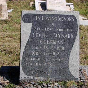 COLEMAN Cecil Mynard 1901-1929