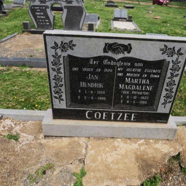 COETZEE Jan Hendrik 1909-1988 &amp; Martha Magdalene POTGIETER 1922-1985