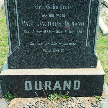 DURAND Paul Jacobus 1889-1939