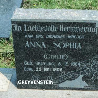 GREYVENSTEIN Anna Sophia nee GREYLING 1884-1965