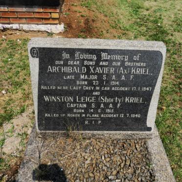 KRIEL Archibald Xavier 1914-1947 :: KRIEL Winston Leige 1915-1940