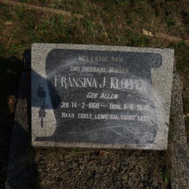 KLOPPER Fransina J. nee ALLEN 1860-1938