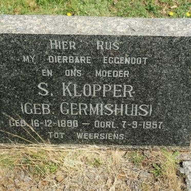 KLOPPER S. nee GERMISHUIS 1890-1957
