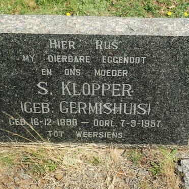 KLOPPER S. nee GERMISHUIS 1890-1957