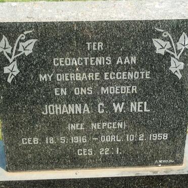 NEL Johanna C.W. nee NEPGEN 1916-1958