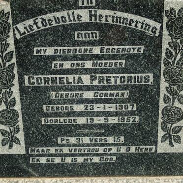 PRETORIUS Cornelia nee GORMAN 1907-1952