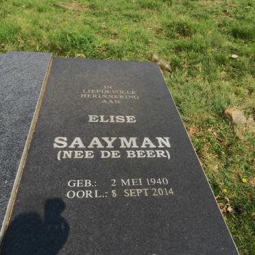 SAAYMAN Elise nee de BEER 1940-2014