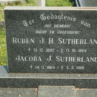 SUTHERLAND Ruben J.H. 1892-1964 &amp; Jacoba J. 1904-1989