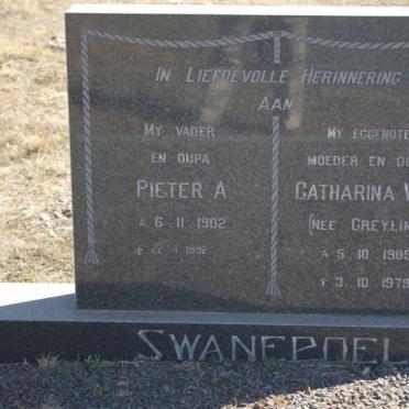 SWANEPOEL Pieter A. 1902-1882 &amp; Catharina W.L. GREYLING 1905-1979