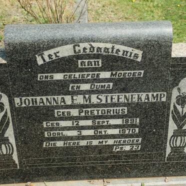 STEENEKAMP Johanna E.M. nee PRETORIUS 1891-1970