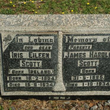 SCOTT James Harold 1895-1934 &amp; Iris Eileen IRELAND 1904-1934