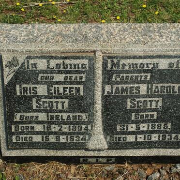 SCOTT James Harold 1895-1934 &amp; Iris Eileen IRELAND 1904-1934