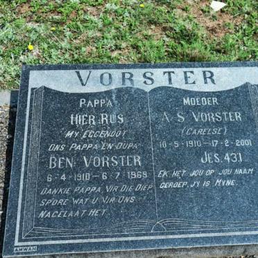 VORSTER Ben 1910-1969 &amp; A.S. CARELSE 1910-2001