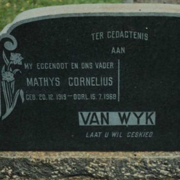 WYK Mathys Cornelius, van 1915-1968