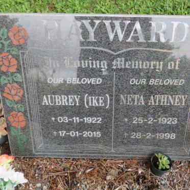 HAYWARD Aubrey 1922-2015 &amp; Neta Athney 1923-1998