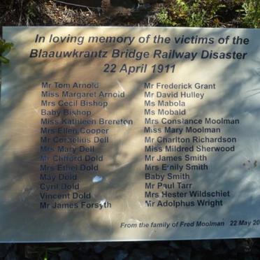 Memorial of the Blaauwkrantz Bridge Railway Disaster -1911