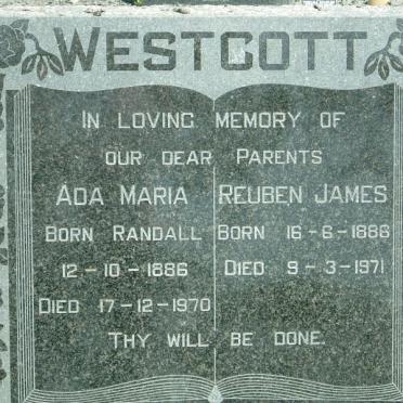 WESTCOTT Reuben James 1886-1971 &amp; Ada Maria RANDALL 1886-1970