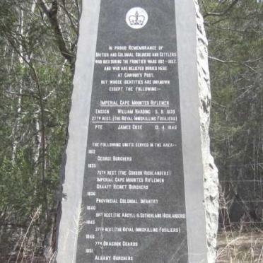 Cawood's Frontier Wars Memorial 1817-1857