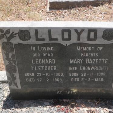 LLOYD Leonard Fletcher 1900-1969 &amp; Mary Bazette CRONWRIGHT 1906-1968