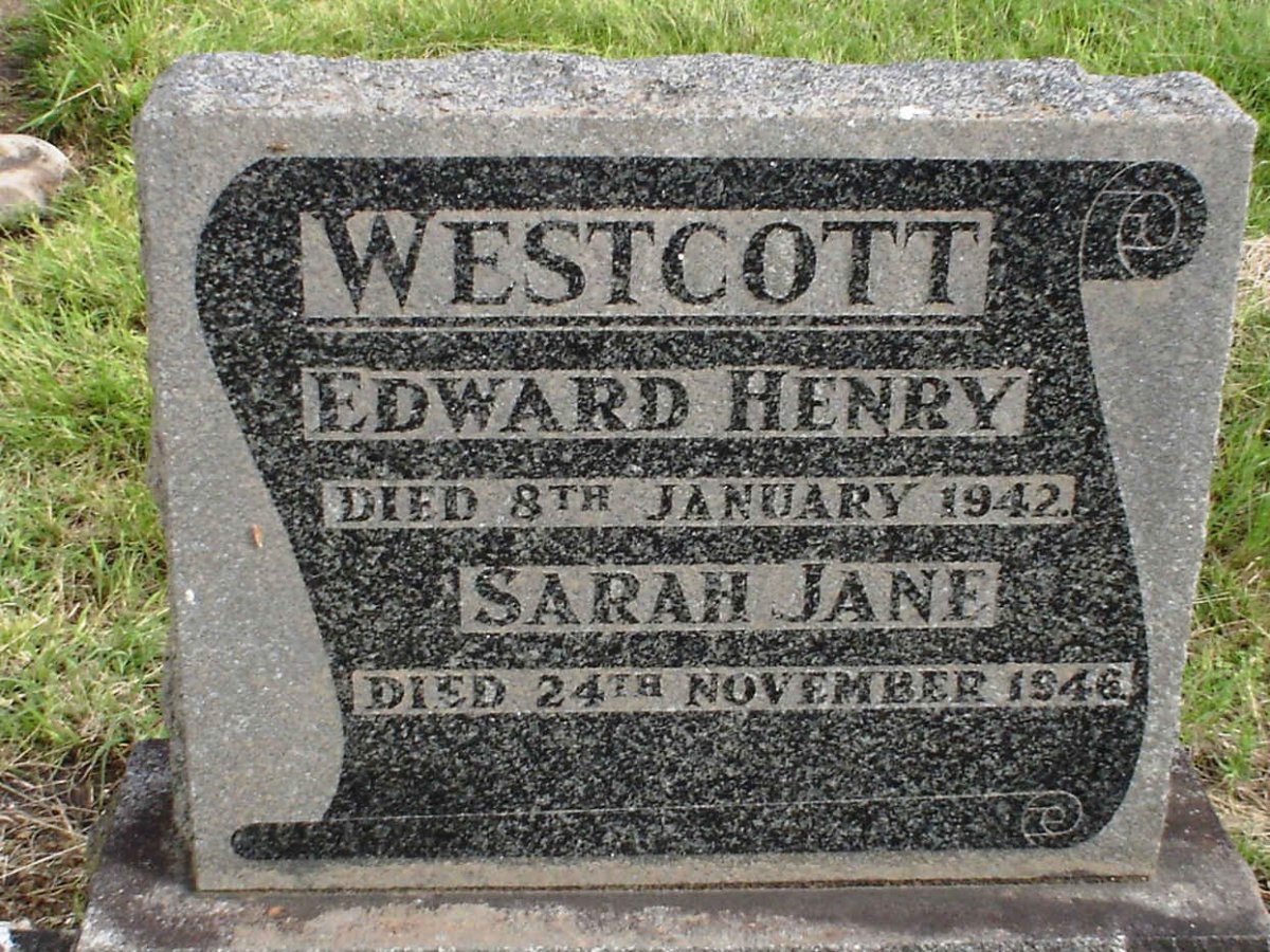 WESTCOTT Edward Henry -1942 &amp; Sarah Jane -1946