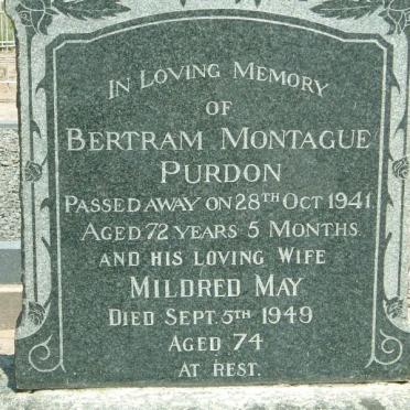 PURDON Bertram Montague -1941 &amp; Mildred May -1949