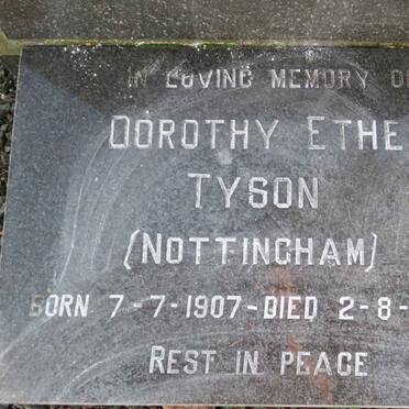 TYSON Dorothy Ethel nee NOTTINGHAM 1907-1991