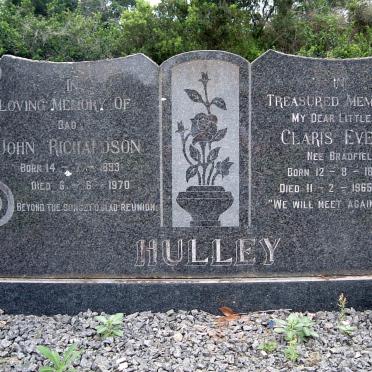 HULLEY John Richardson 1893-1970 &amp; Claris Eveline BRADFIELD 1898-1965