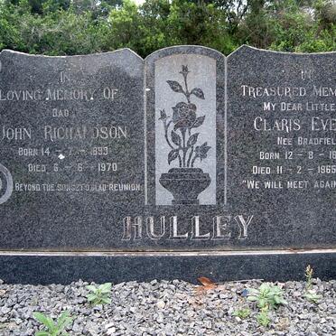 HULLEY John Richardson 1893-1970 &amp; Claris Eveline BRADFIELD 1898-1965