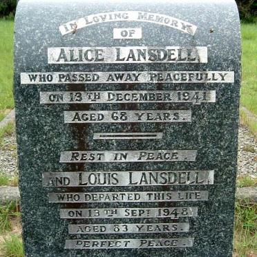 LANSDELL Louis -1948 &amp; Alice -1941