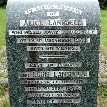 LANSDELL Louis -1948 &amp; Alice -1941