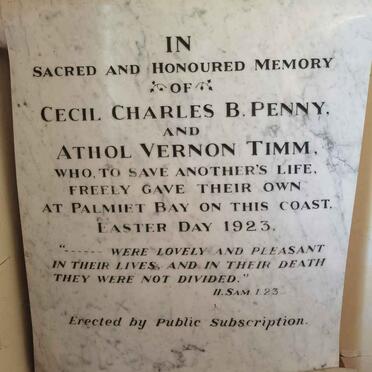 PENNY Cecil Charles B. -1923 :: TIMM Athol Vernon -1923