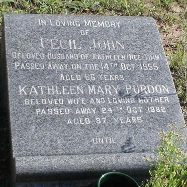 PURDON Cecil John -1955 &amp; Kathleen Mary TIMM -1982