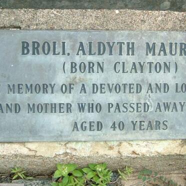CLAYTON Maurice 1898-1969 &amp; Doris Ellaleen 1894-1951 :: BROLI Aldyth Maureen nee CLAYTON -1968