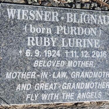BLIGNAUT Ruby Lurine, WIESNER- nee PURDON 1924-2016