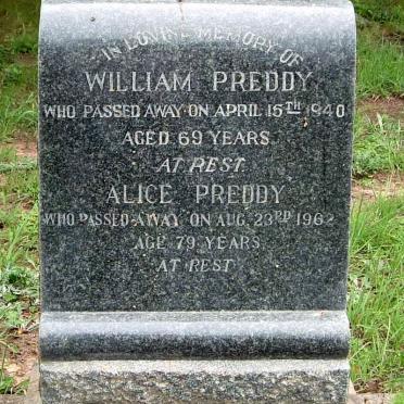 PREDDY William -1940 &amp; Alice -1962