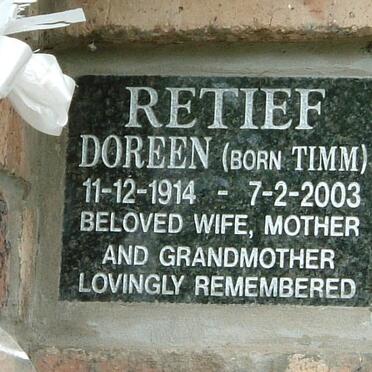 RETIEF Doreen nee TIMM 1914-2003
