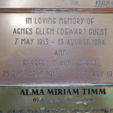 GUEST Herbert Claude 1913-1992 &amp; Agnes Ellen DEWAR 1913-1984