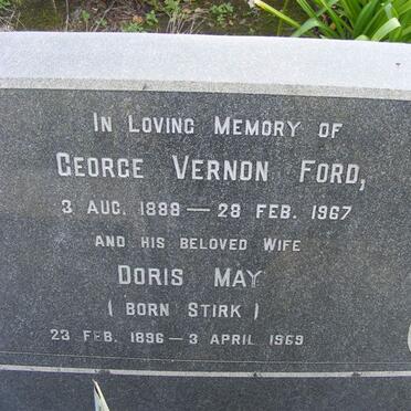 FORD George Vernon 1888-1967 &amp; Doris May STIRK 1896-1969