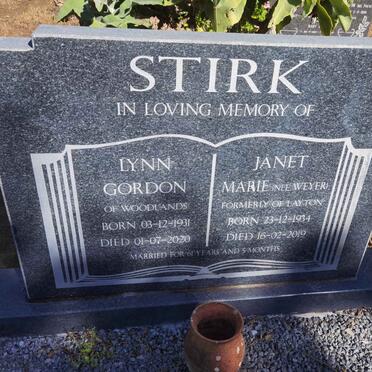 STIRK Lynn Gordon 1931-2020 & Janet Marie WEYER 1934-2019