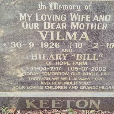 KEETON Hilary 1917-2002 & Vilma 1926-1988