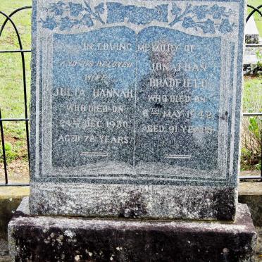 BRADFIELD Jonathan -1942 &amp; Julia Hannah -1930