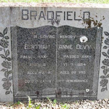BRADFIELD Bertram -1905 &amp; Annie Devy -1954