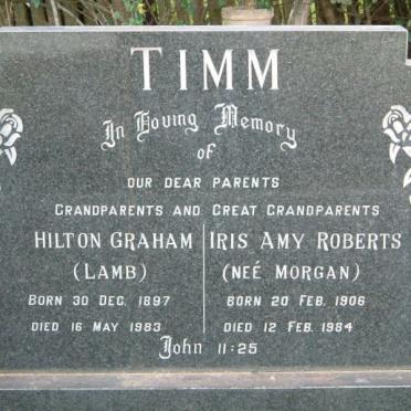 TIMM Hilton Graham 1897-1983 &amp; Iris Amy Roberts MORGAN 1906-1984