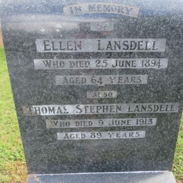 LANSDELL Thomas Stephen -1913 &amp; Ellen -1894