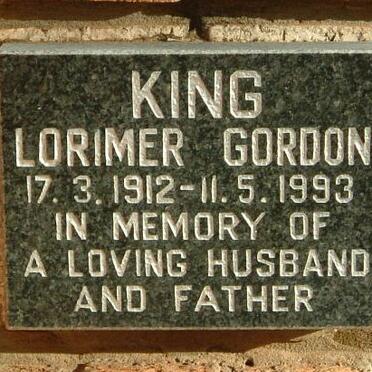 KING Lorimer Gordon 1912-1993
