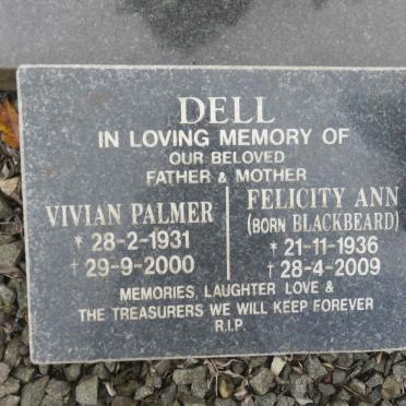 DELL Vivian Palmer 1931-2000 &amp; Felicity Ann BLACKBEARD 1936-2009