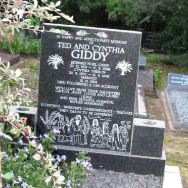 GIDDY Edward Noel 1931-1998 &amp; Cynthia THERON 1933-1998