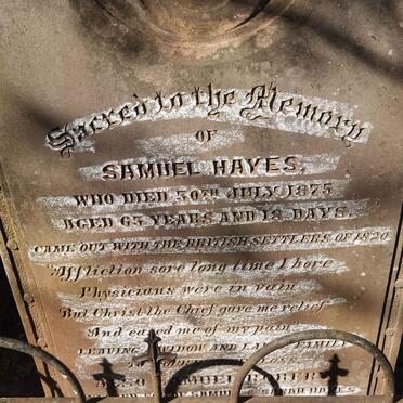 HAYES Samuel -1875 :: HAYES Samuel Robert _1