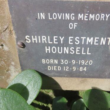 HOUNSELL Shirley Estment 1920-1984