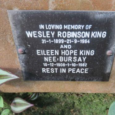 KING Wesley Robinson 1899-1964 &amp; Eileen Hope BURSAY 1908-1982